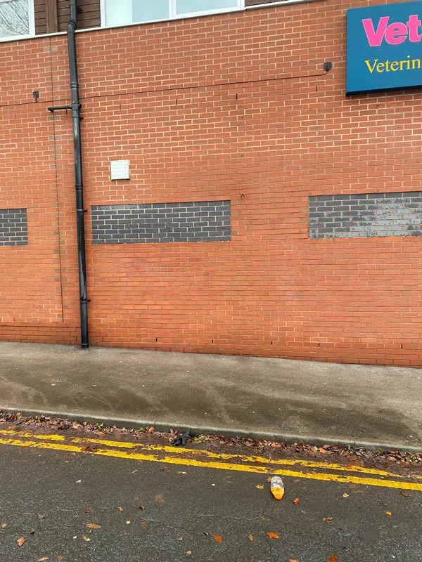 grafitti cleaned from brickwork cleaning after